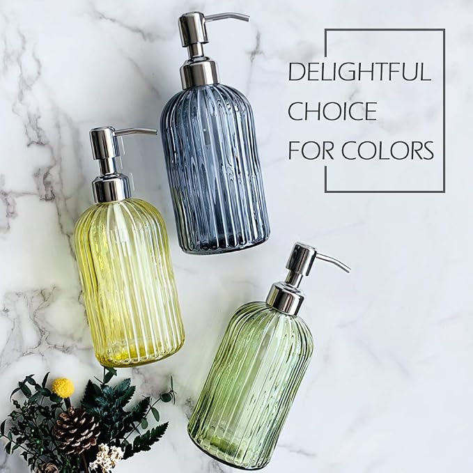 JASAI 18 Oz Vertical Stripes Kitchen Soap Dispenser - Image 6