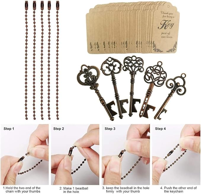 WODEGIFT 50pcs Skeleton Key Bottle Opener, Bridal Shower Party Favors, Souvenirs - Image 3