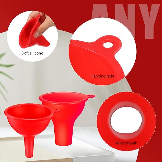 Silicone Funnels 4 Pieces Wide Mouth Funnel Small and Large Flexible Condiment - Image 3