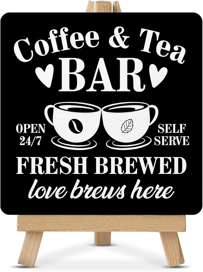 Coffee Tea Bar Decor, Coffee and Tea Bar Wood Sign by HOIJAUMAI