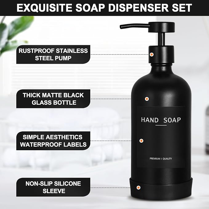 Black Glass Soap Dispenser - Image 3