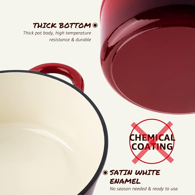 Overmont 5.5QT Enameled Cast Iron Dutch Oven - Image 8