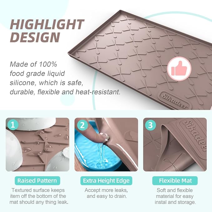 SIKADEER 37" x 22" Under Sink Mat Waterproof, Silicone Mat Kitchen Drawer Shelf - Image 5