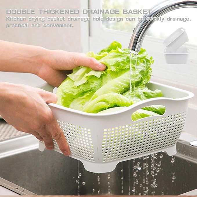 Double-layer Draining Basket Plastic Fruits Vegetable Washing Basket Food - Image 6