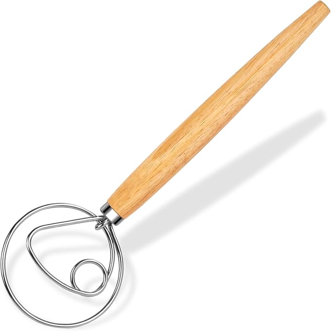 Maxjoy Danish Dough Whisk Wooden Dutch Bread Mixer - Image 8