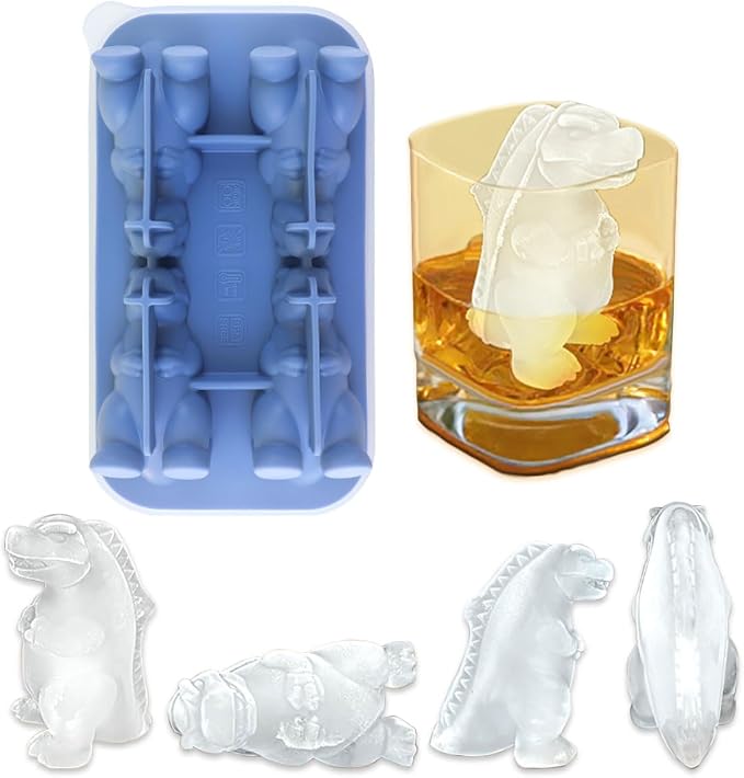 Dinosaur Ice Cube Tray, 3D Dino Ice Cube Mold, Silicone Ice Tray Large Fun by IDVVSSX