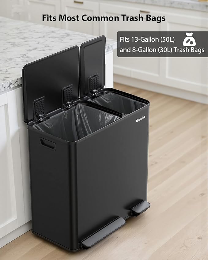 Lovewind Dual Trash Can, 14 + 6 Gallon Garbage Can - Image 6