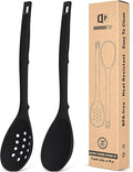 Pack of 2 Silicone Cooking Spoons, Non Stick Solid Kitchen Spoon by BUNDLEPRO
