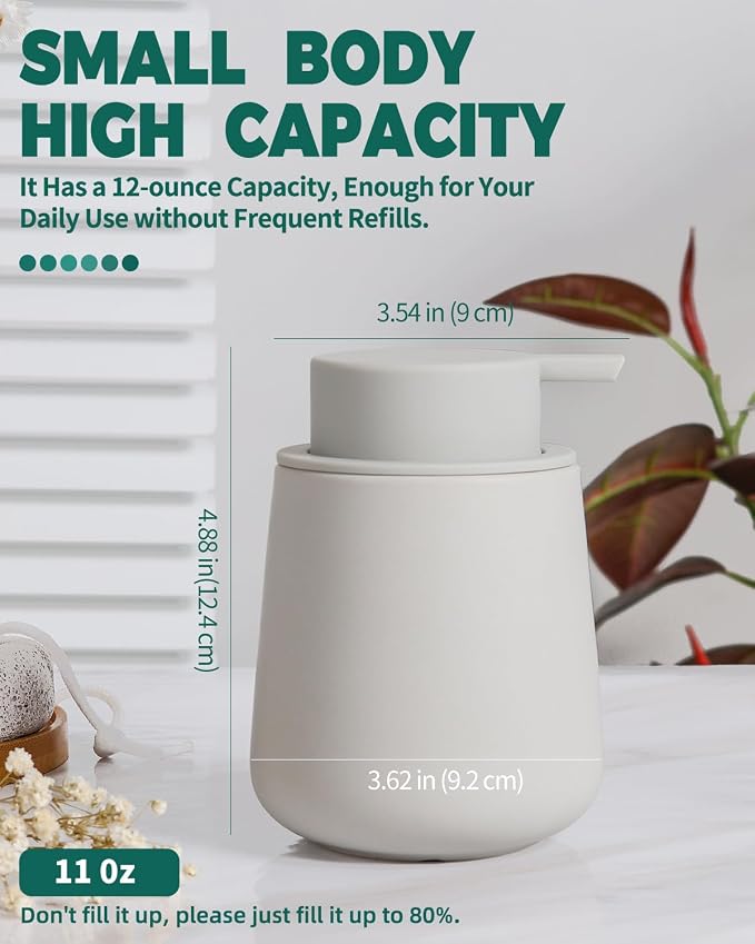 Bosilunlife Ceramic Foaming Soap Dispenser - 12Oz Bathroom Countertop Kitchen - Image 3