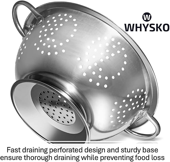 Whysko 3 Pack Stainless Steel Colanders - 5 Qt - Image 3