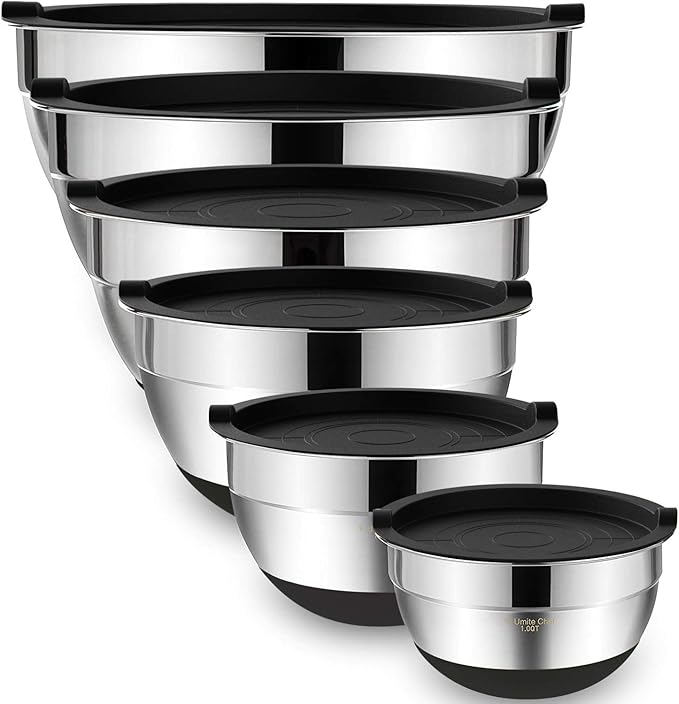 Umite Chef Mixing Bowls with Airtight Lids，6 piece Stainless Steel Metal by UmiteChef