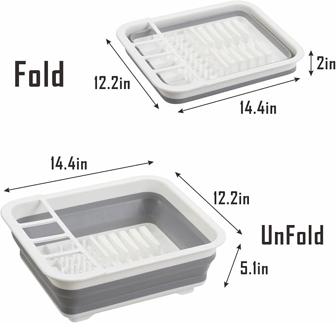Collapsible Dish Drying Rack, Foldable Dinnerware Drainer Organizer - Image 2
