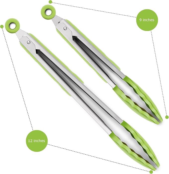 2 Pack Silicone Kitchen Tongs – 9" & 12" Set, Heat Resistant up to 500°F - Image 4