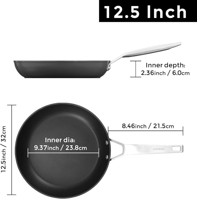 MsMk Nonstick Frying Pan, 12 1/2 Inch Titanium and Ceramic Nonstick Large - Image 3