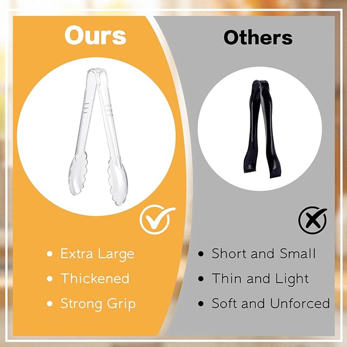 Mwellewm 24 Pc Plastic Tongs for Serving 9 Inch Bulk Reusable or Disposable - Image 4
