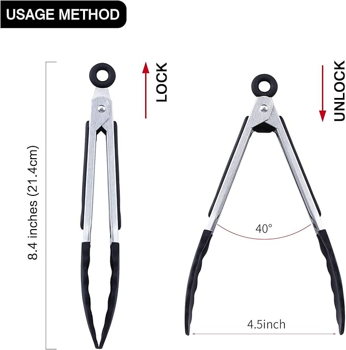 7 inch Cooking Tongs, MSY BIGSUNNY Set of 3 Mini Kitchen Tongs Silicone Serving - Image 2