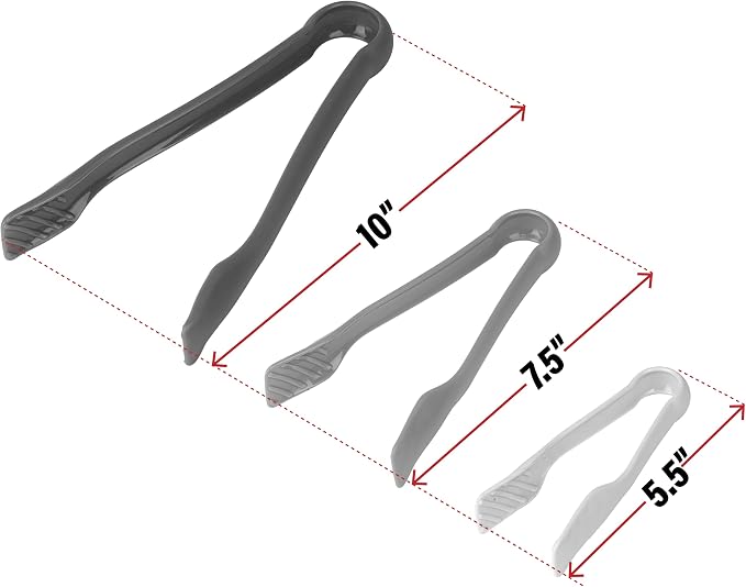 DecorRack 3 Pcs 6” x 8” x 10” Multi Cologray Plastic Tong Set, 3 Pack Durable - Image 2