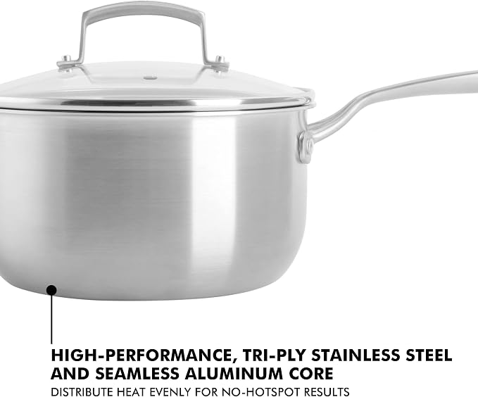 Babish Stainless Steel Saucepan 3.5 Quart Triply Professional Grade Cookware - Image 2