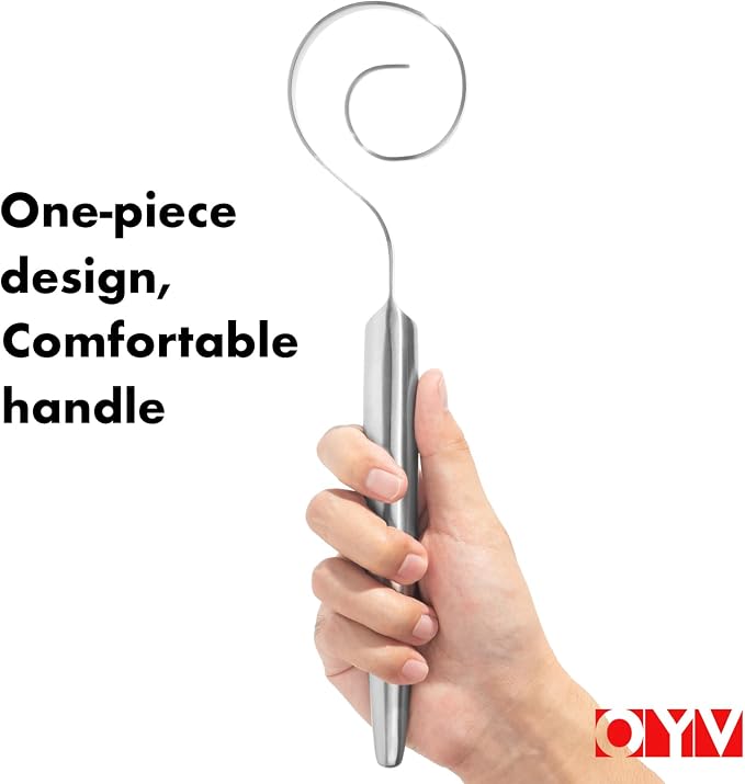 OYV 12" Seamless Dough Whisk, 18/10 Stainless Steel Bread Whisk, Danish Whisk - Image 4