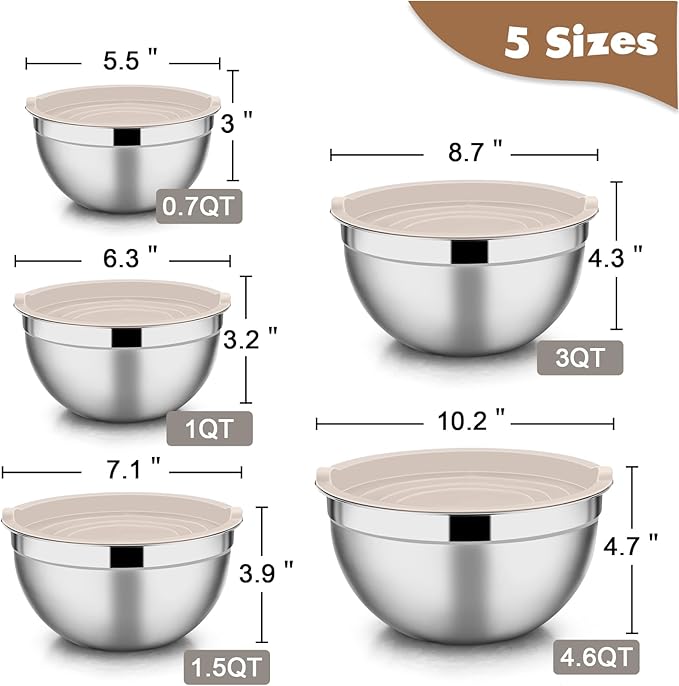 E-far Stainless Steel Mixing Bowls - Image 2