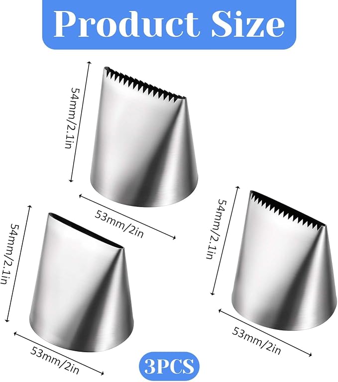Ptwola 3 PCS Piping Tips Set Large Frosting Piping Kit Stainless Steel Cake - Image 2