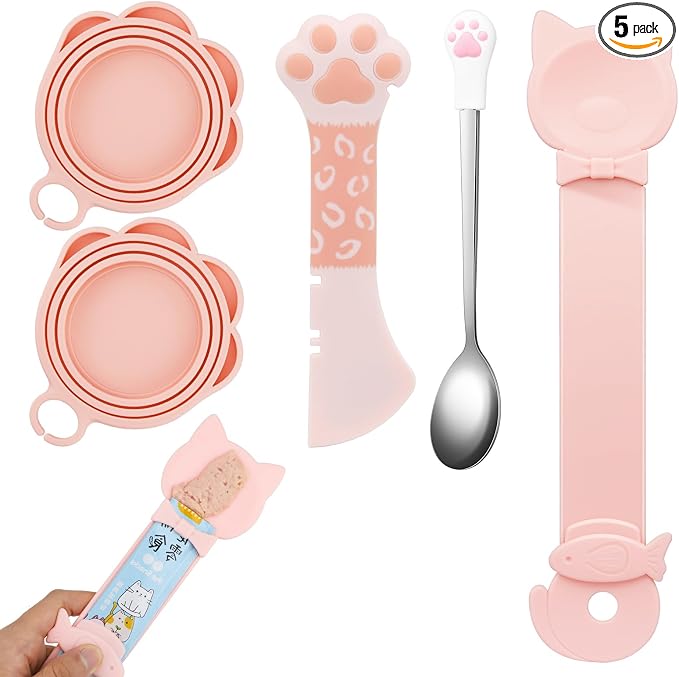 5 PCS Cat Food Can Covers Lids Set, Silicone Pet Food Can Lids by Unknown