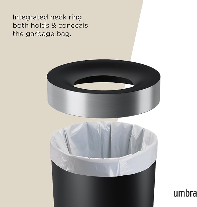 Umbra Vento Kitchen Trash Can – Large 16 Gal Open Top Garbage Can - Image 4