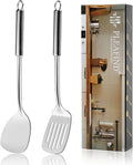 Pleafind 2-Pcs Solid & Slotted Spatula Set, 304 Stainless Steel Spatula by Pleafind