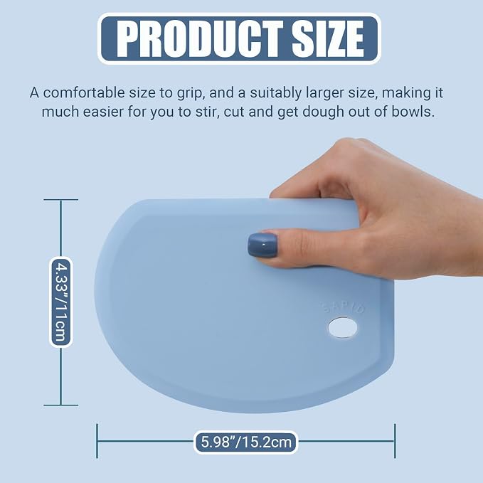 Silicone Dough Scraper with Stainless Steel Sheet, Curved Edge Flexible Bowl - Image 3