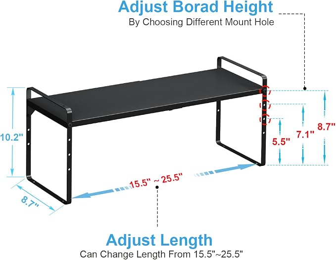 15.5 to 25.5 Inch Kitchen Cabinet Shelf Organizers, Adjustable Kitchen Counter - Image 2
