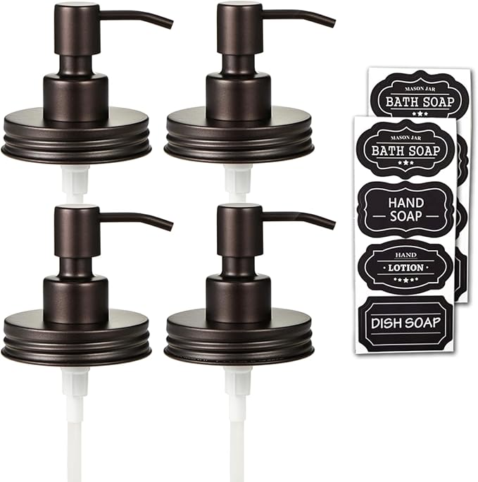 Amolliar Mason Jar Liquid Soap Dispenser Pump Lid, Stainless Steel Pump by Amolliar