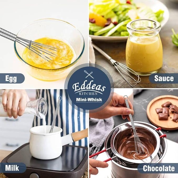 Eddeas Mini whisk, Small Whisk 2 Pieces, 5in and 7in 304 Stainless steel Wire - Image 3