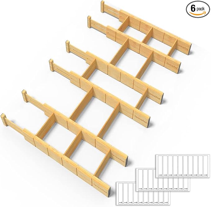 SpaceAid Bamboo Drawer Dividers by SpaceAid