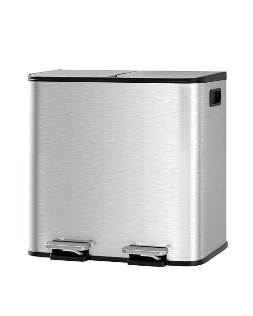 GarveeHome 2 x 4 gal Stainless Steel Double Trash Can by GarveeHome