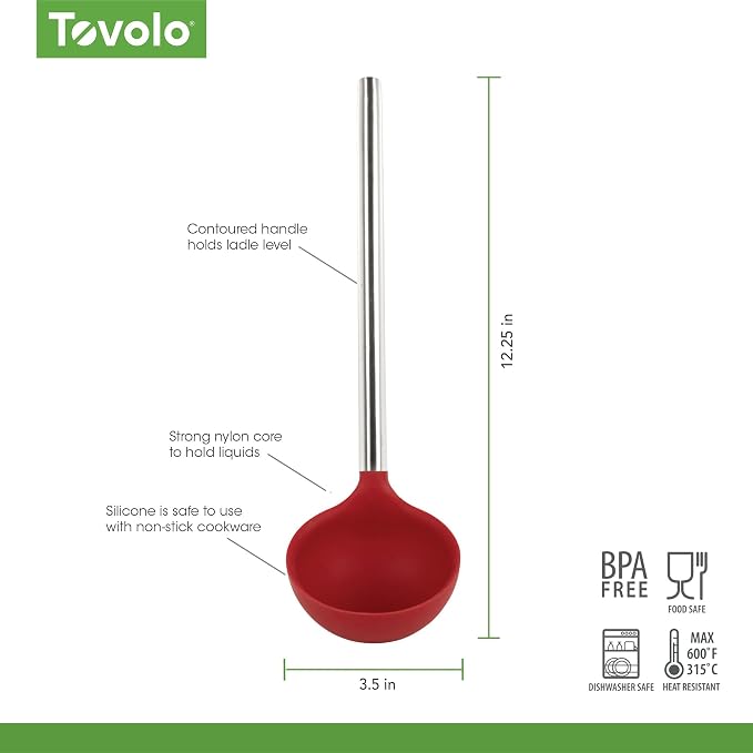 Tovolo Silicone Ladle With Stainless Steel Handle Deep Soup Ladle - Image 6