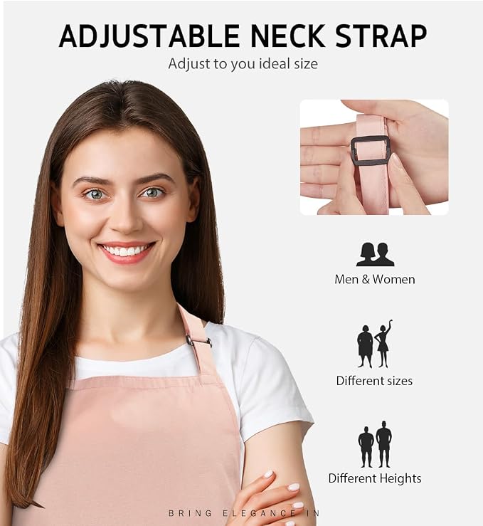 Syntus Apron for Men Women, Adjustable Cooking Kitchen Chef Aprons - Image 4