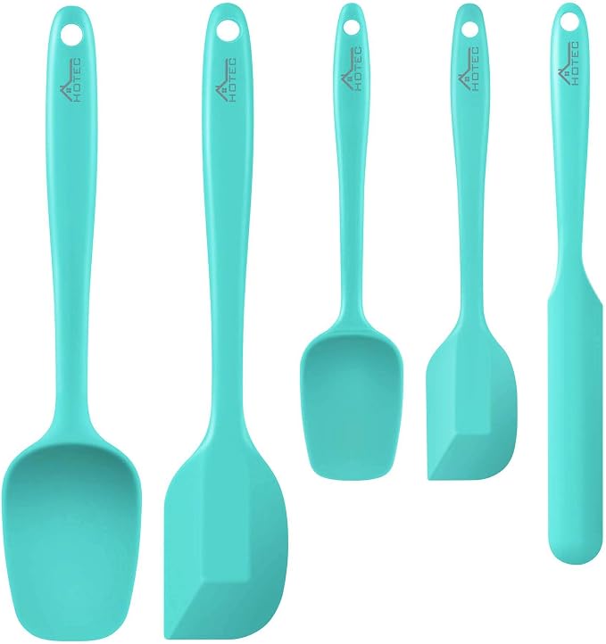 HOTEC 600℉ Heat Resistant BPA-Free Silicone Rubber Spatula Set, Kitchen Cooking by Hotec