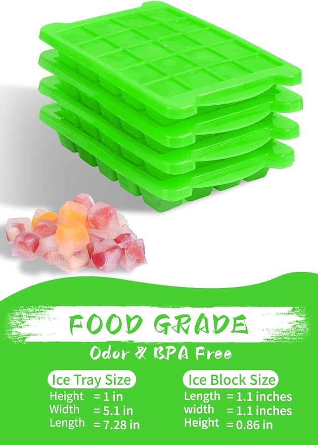 4 Pack Mini Ice Cube Trays for Freezer-Easy Release & Stackable | Small Ice - Image 2