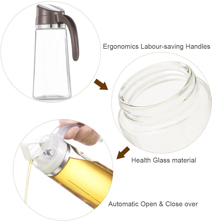 Marbrasse Oil Dispenser for Kitchen, 20 OZ /600ml Leakproof Glass Oil Bottle - Image 4