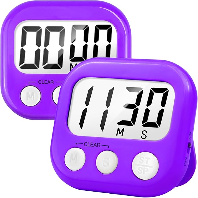 2 Pack Digital Kitchen Timer for Cooking Big Digits Loud Alarm Magnetic Backing by AOUCE