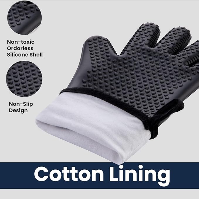 GEEKHOM BBQ Gloves Heat Resistant, 13.7 Inch Long Waterproof Silicone Oven Mitts - Image 4