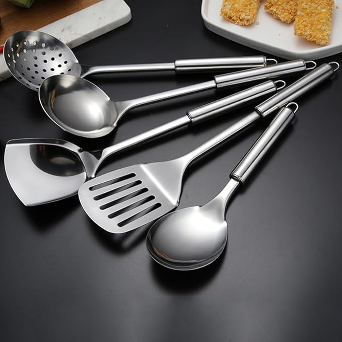 5 PCS Cooking Utensils Set Stainless Steel Kitchen Utensils Gadgets Resistant - Image 9