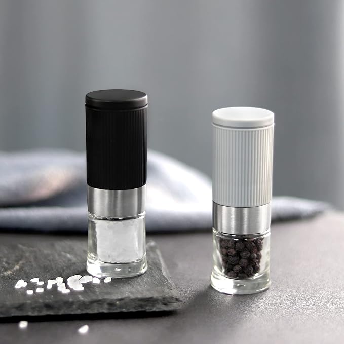 Mini Salt and Pepper Grinder Set, Small Tiny Adjustable Coarseness Ceramic Salt - Image 8