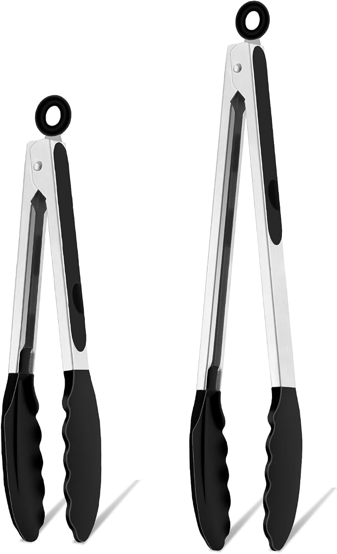 TeamFar Kitchen Tongs, Heat Resistant Silicone Tongs, Locking Design & by TeamFar