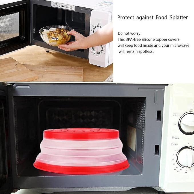 Microwave Cover for Food, Collapsible Microwave Splatter Cove, Fruit Drainer - Image 2