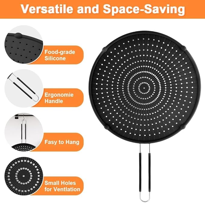 Splatter Screen for Frying Pan, Silicone Grease Splatter Guard, Heat-Resistant - Image 3