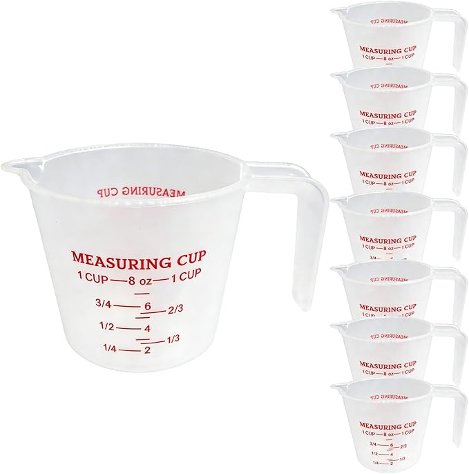 8 Pcs 1 Cup Capacity Plastic Measuring Cup, 8 Oz/250 ml Clear Graduated by Unknown