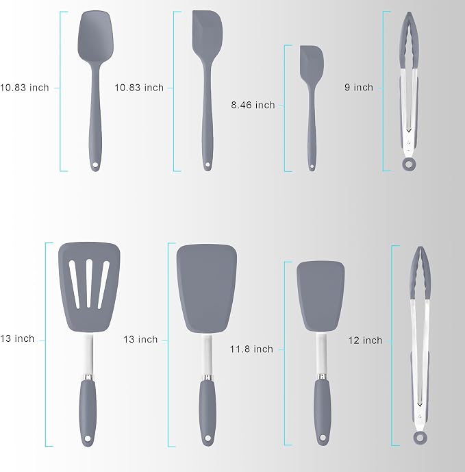 Silicone Spatulas Set Turners Tongs Cooking Utensils Set High Heat Resistant - Image 2