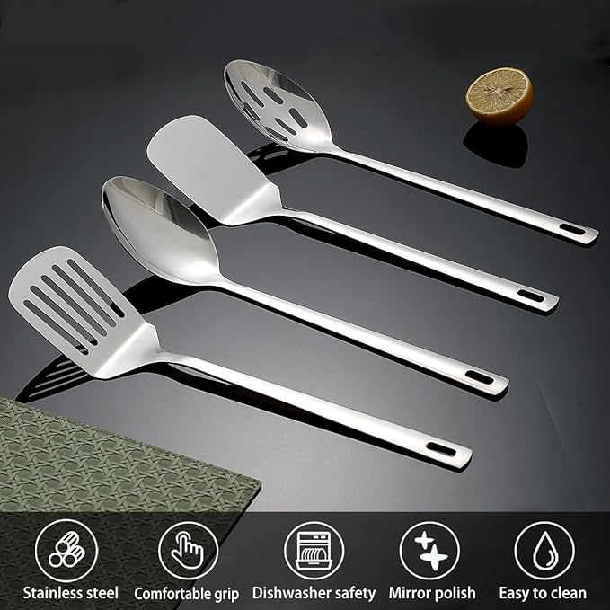 Homquen Stainless Steel Kitchen Utensils Set 4pcs, Cooking Utensils Set - Image 4