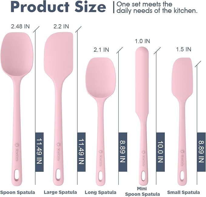ChefAide 5 Pieces Silicone Spatula Set, Food Grade Rubber Spatula, Upgrade - Image 2